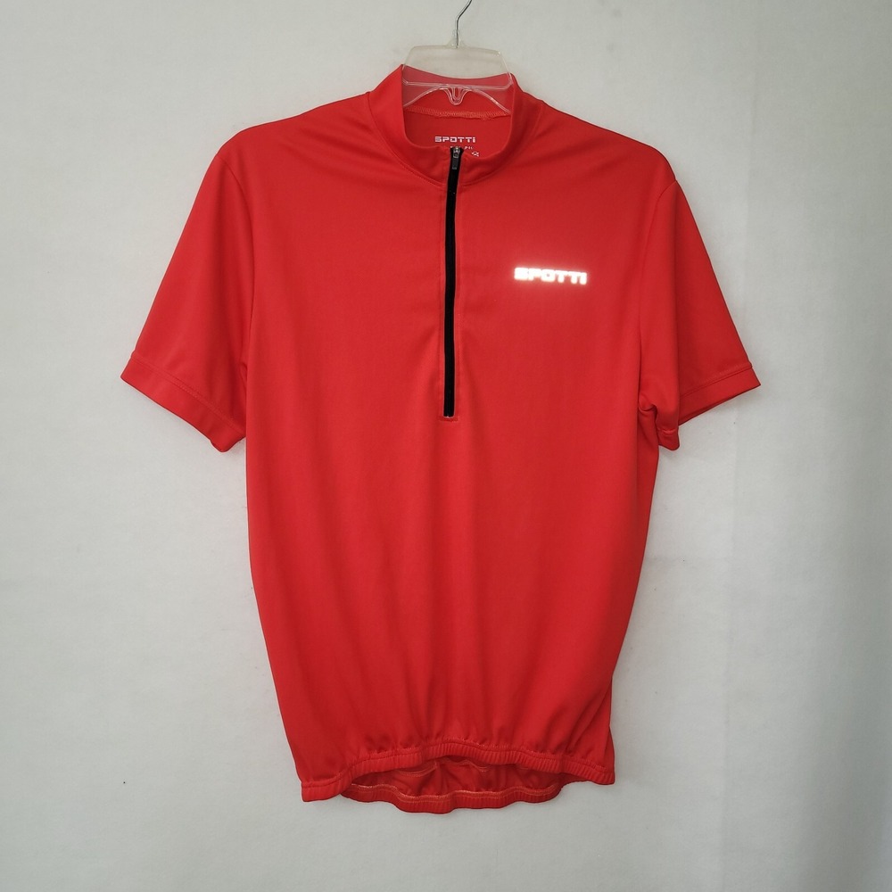 Spotti Cycling Jersey Adult XXL Red Short Sleeve Half‎ Zip Reflective Pocket